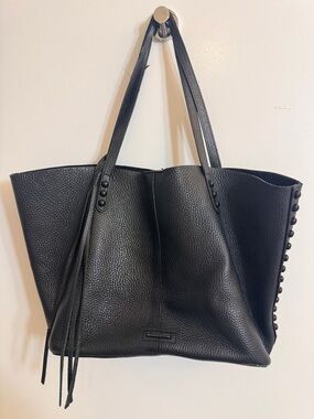 Rebecca Minkoff Black Pebbled Leather Studded Tote Bag